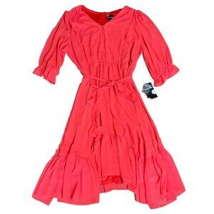 Madison Tara Women’s Midi Dress Pink Tiered Vneck Size 24W